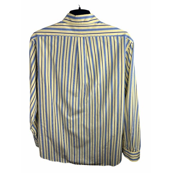 Ralph Lauren Custom Fit Yellow‎ & Blue Striped Button-Down Shirt - Picture 9 of 9